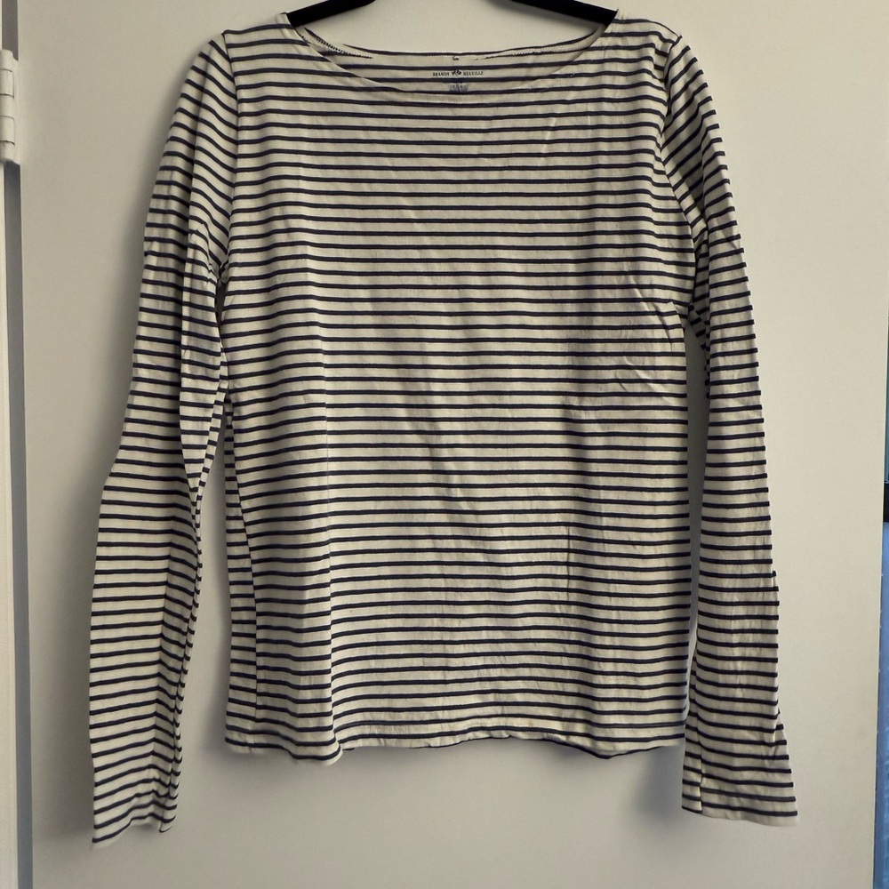 Brandy Melville Navy and White Striped Long Sleeve Tee